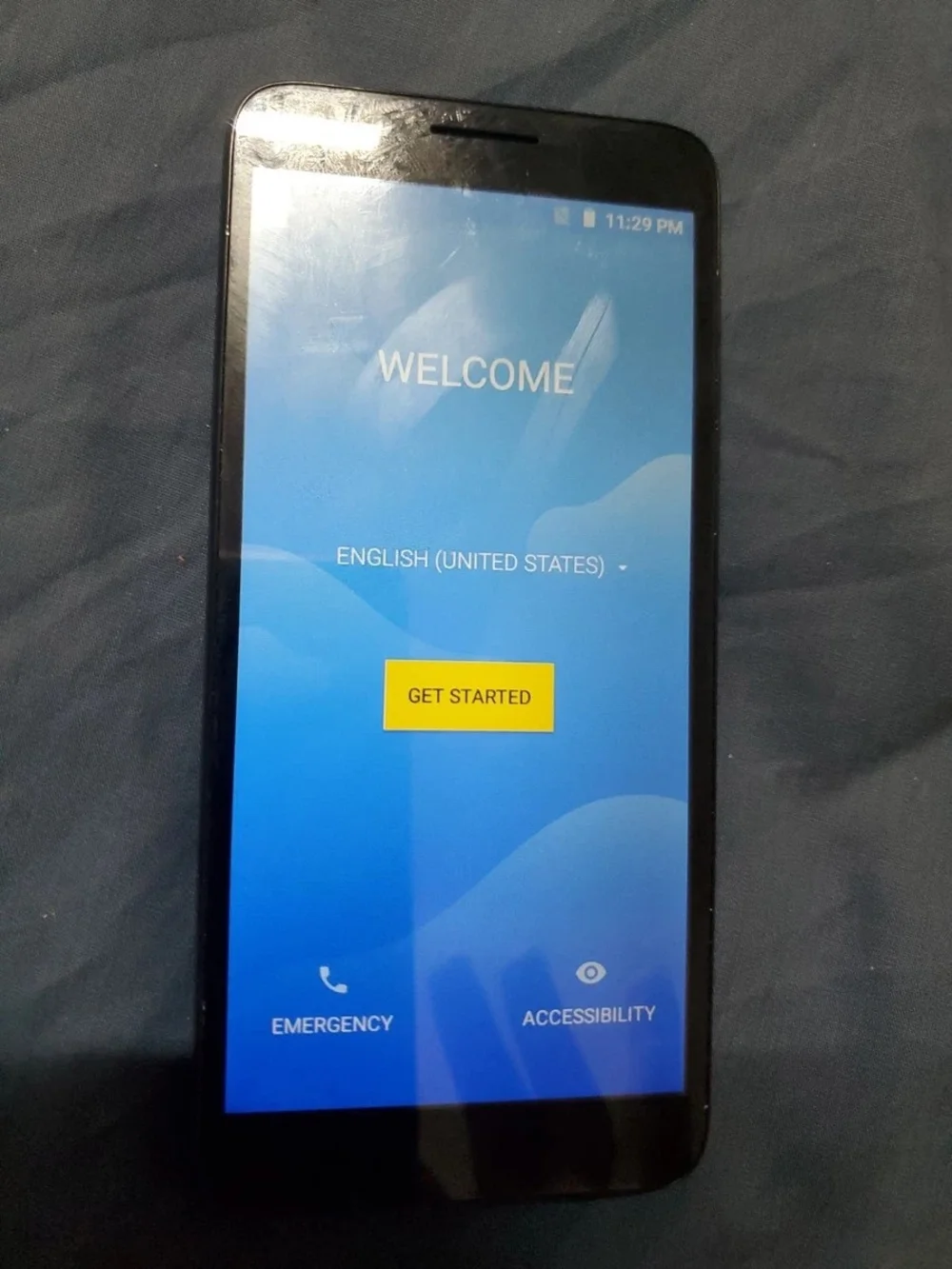 Android Smartphone - Black Front with Blue Welcome Screen
